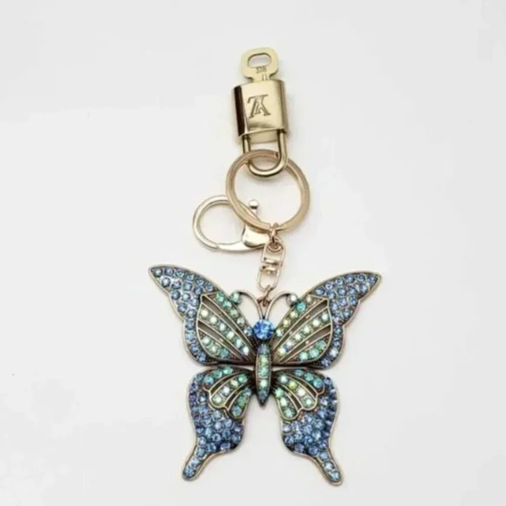 LV Authentic Gold Padlock 🔒 Key Set w/ Unbranded Butterfly Keychain Charm